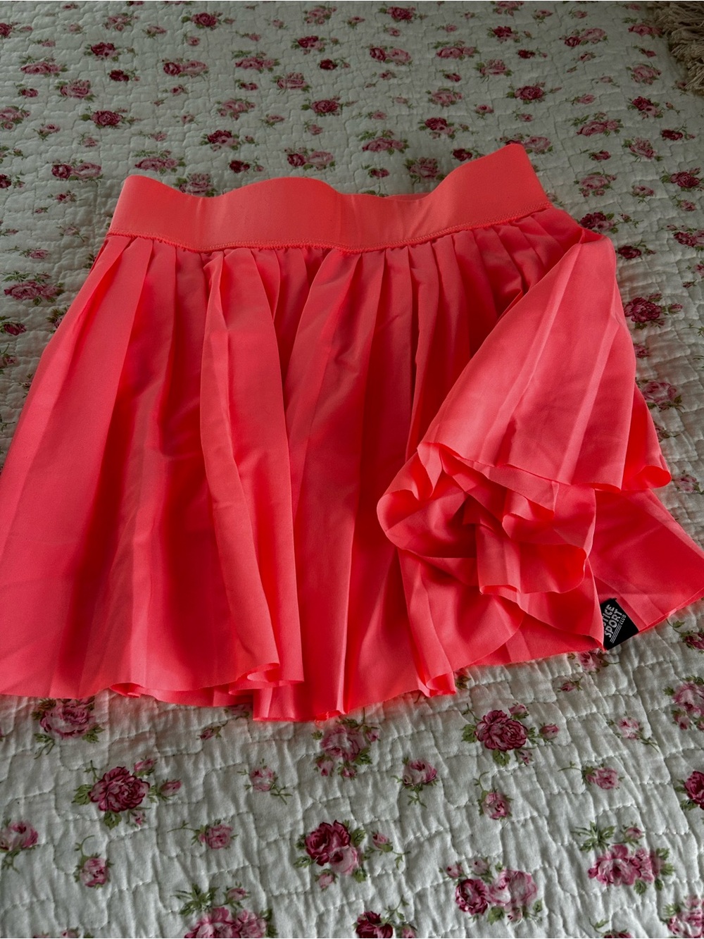 Justice Neon Coral Pleated Skater Skirt